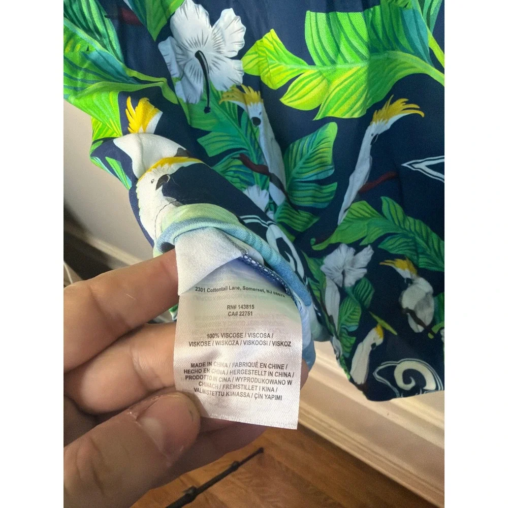 FOCO Los Angeles Rams Tropical Button Up‎ Shirt Men's Size M Cockatoo Print